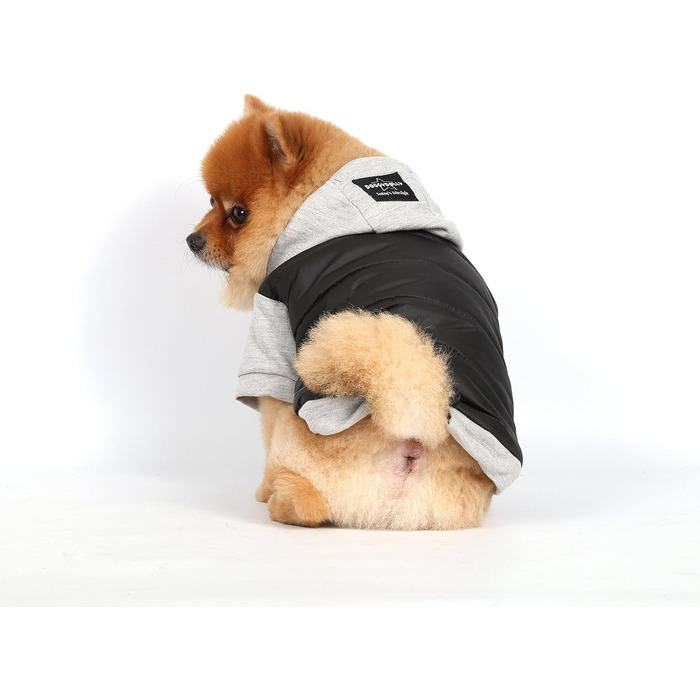 Зимовий теплий одяг для собак Doggy Dolly W109 - куртка з капюшоном, чорно-сіра, розмір XXL