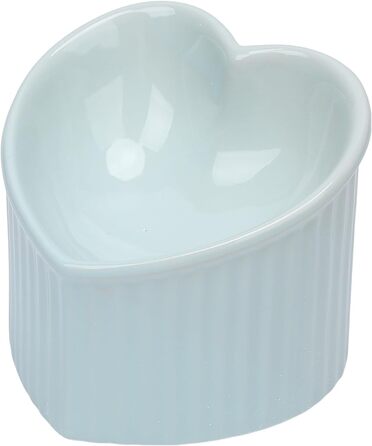 Підвищені миски для котів у формі серця, кераміка, підняті миски для котів, проти блювоти, без стресу, станція для води та корму, придатні для мікрохвильової печі, аксесуари для домашніх тварин для маленьких котів та собак (блакитні)