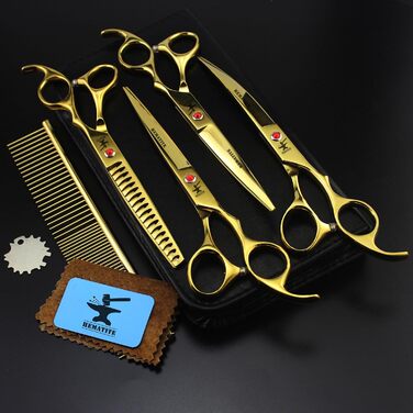 Набір професійних ножиць для грумінгу тварин Hämatit: ножиці, гребінець, серветка