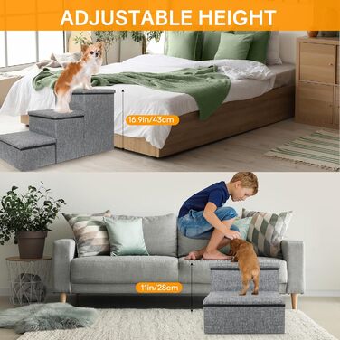 Сходинки для собак Petizer: регульована, складана, з коробкою для зберігання, для маленьких собак, кошенят та тварин