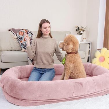 Ліжко для собак великих порід, 160 x 93 x 27,9 см, з високим м'яким бортиком, знімним чохлом, водонепроникним вкладишем та додатковою ковдрою; зручне, розкішне, пухнасте ліжко для собак