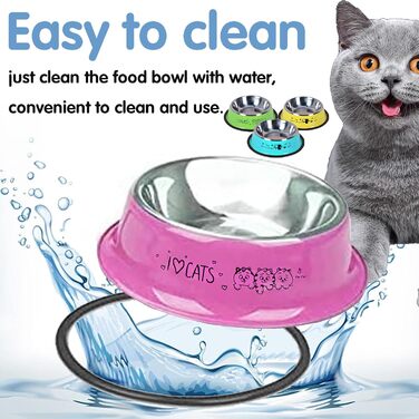 Набір мисок для котів Katzennäpfe: 4 шт. з нержавіючої сталі, протиковзкі, для води та корму, підходить для котів та цуценят