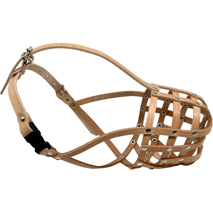 Шкіряний нашийник-маска для собак L&J Pets, Natural, 5 - для Спаніелів, Пуделів, Хаскі та інших