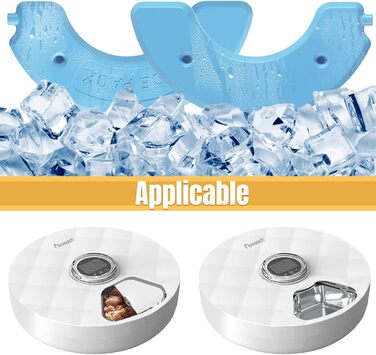 Автоматичний дозатор корму для котів Auveach з 2 охолоджувальними акумуляторами, програмованим таймером та автоматичним подаванням 6 порцій. Бездротовий, на батарейках, підходить для котів та собак.