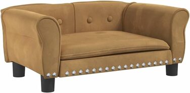 Крісло-ліжко для собак, м'яке ліжко для тварин, лежанка для маленьких собак та котів, лежанка для домашніх тварин, велюр (70 x 45 x 30 см, коричневий)