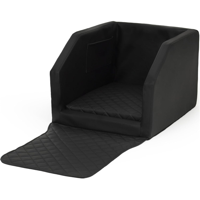 Автоматичне ліжко для собак у вигляді автомобіля, ліжко для собак на заднє сидіння, фіксація ременями безпеки, 55x70 см, чорно-біле