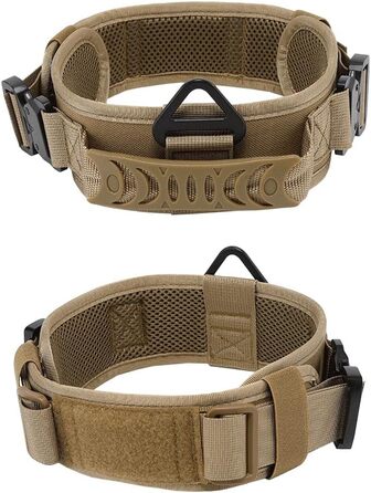 Нашийник для собак Vmokki з м'якою підкладкою, 7 см, з двома пряжками, контрольний ручка, тактичний, регульований, для великих собак (камуфляж)