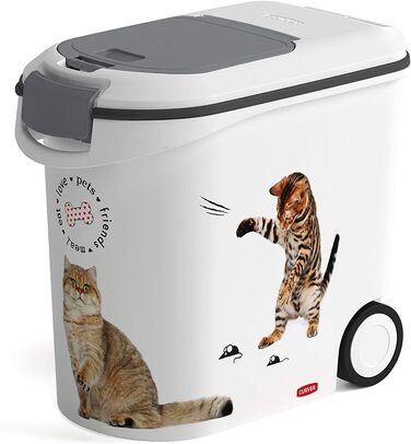 Контейнер для корму Curver 12 кг / 35 л, білий/сірий, для котів, Love Pets, пластиковий, 49,3 x 27,8 x 42,5 см