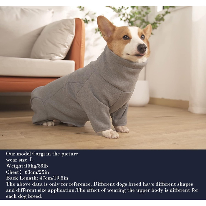 Теплий флісовий халат для собак, цільнотіла куртка на 4 лапах, регульований пуловер на блискавці, зимовий одяг, ідеальний для собак в приміщенні та на вулиці, для маленьких, середніх собак (xs, сірий)
