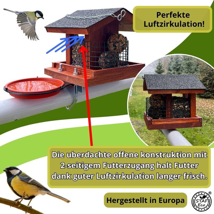 Дім для птахів на балкон: дерев'яний, ручної роботи, для саду та балкону, вологостійкий