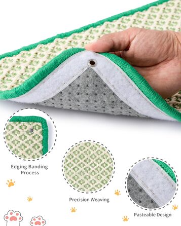 Килимок для дряпання котів JanYoo, сизаль, 60x25 см, 2 шт, зелений. Захист для підлоги, стін, меблів