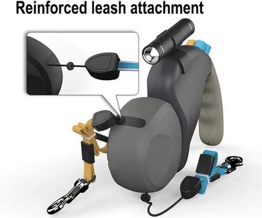 Висувна собача повідка, подвійна повідка для 2 собак, зручна ручка з піни, автоматична повідка, для великих та середніх собак, чорна