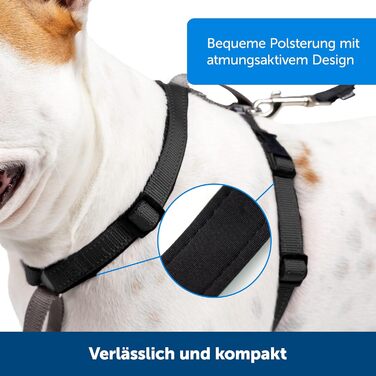 PetSafe 3-в-1 шлея для собак з ременем безпеки, зменшує тягу та тиск на шию, розмір M, чорна