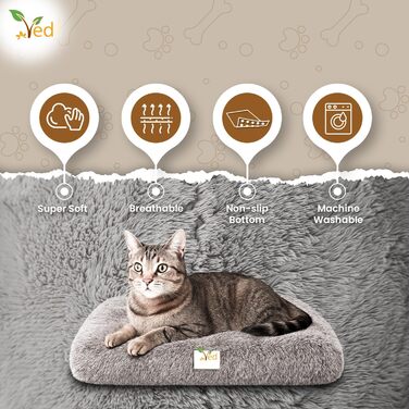 Заспокійливе ліжко для собак Mittel – М'яка анти-тривожна лежанка для тварин, підходить для переносок, миється, з антиковзним дном, сірий колір, (75 x 50 x 7 см)