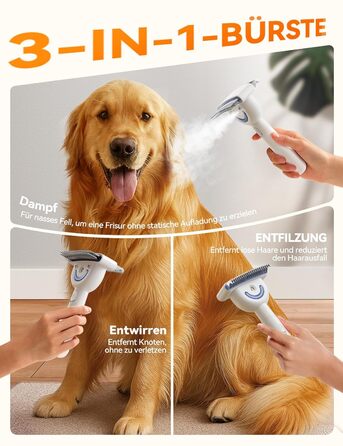 Щітка для вичісування підшерстка собак та котів FEELNEEDY, 4 в 1, для довгошерстих порід, 23+35 зубців, двосторонній спрей, 2 щітки з кожної сторони