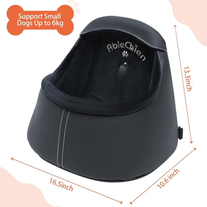 Автокрісло для собак, чорне, для маленьких тварин до 6 кг, розмір L (42x27x34 см)