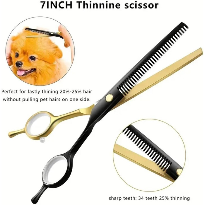 Ножиці для грумінгу собак і котів, нержавіюча сталь, для догляду за шерстю, з вигнутими та прямими лезами, з лезом для розрідження, колір: блакитний павич