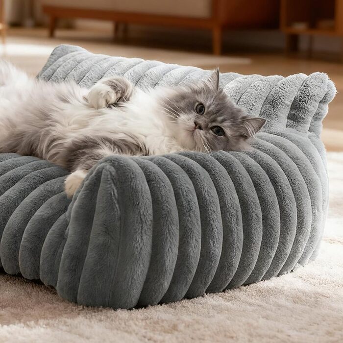 Миска-ліжко для собак і котів LOMUG: зручне, ортопедичне, миється, 60x45x20 см, сірий колір