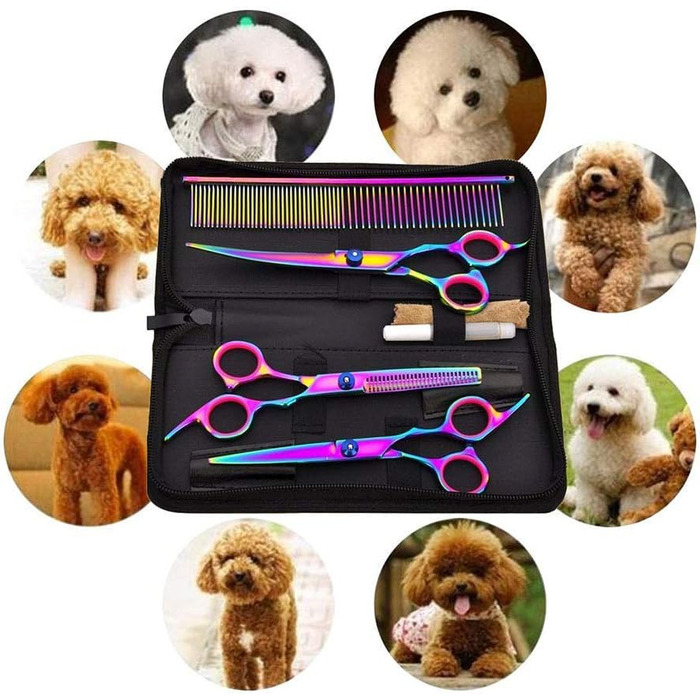 Набір для стрижки тварин QUNINE: професійні ножиці для стрижки собак та котів, 7-дюймові ножиці для фінальної обробки, нержавіюча сталь