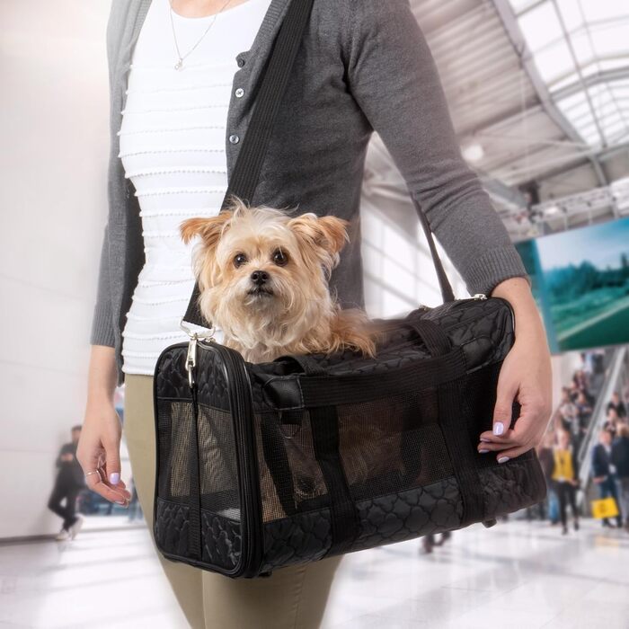 Транспортний бокс для тварин Sherpa Travel, великий (43 x 28 x 27 см), чорний, схвалений авіаперевізниками