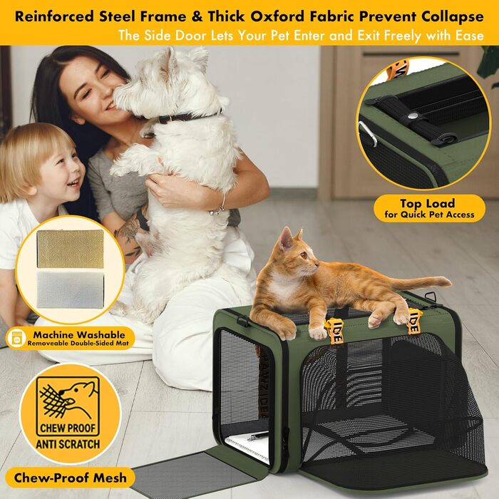 Дитяча коляска для тварин PAWZIDEA з двома знімними підносами, переносна клітка для собак та котів, розширювана сумка-переноска, складна легка коляска для 2-4 тварин