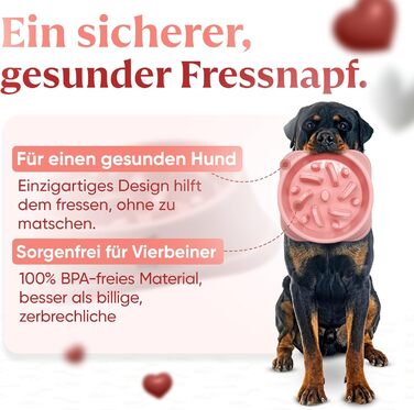 Миска для собак великих порід, повільне годування, антигликальна миска, для здоров'я травлення, проти блювоти, нековзна підставка, рожева, для великих та XXL собак