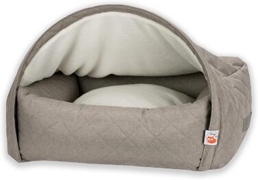 Sleepy Fox® Преміум Печеринка-ліжко для собак та котів - нагороджений дизайн, патентована модель (Бежевий, стеганий, Small: 65x55x40 см)