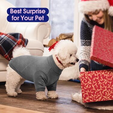 Теплий зимовий светр для собак з коміром, фліс, для дрібних порід (Чихуахуа, Цвергшпіц). Рожевий, сірий, розмір S, L