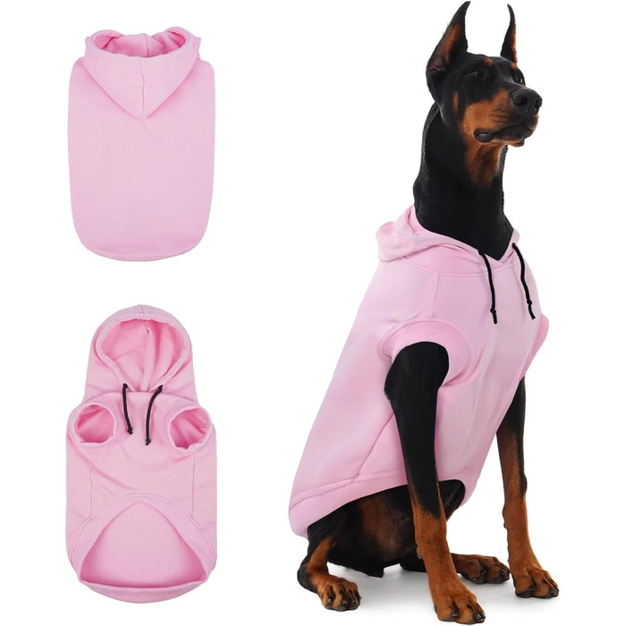 Світшот для собак IECOii з капюшоном, рожевий, розміри M-4XL (обхват грудей 83 см)