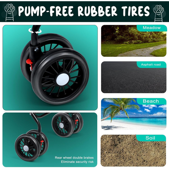 Дитяча коляска для тварин Cukoekim: для собак та котів, з балдахіном та подвійними гальмами