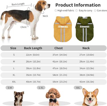 Дощовик для собак PETCUTE: водонепроникний, дихаючий, з капюшоном, XL, оливковий