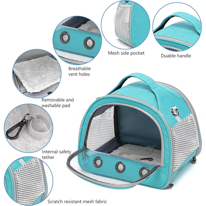 Транспортний бокс для котів, кроликів та морських свинок 30x27x21 см, з плечовим ременем, м'який, для кошенят, кроликів, морських свинок