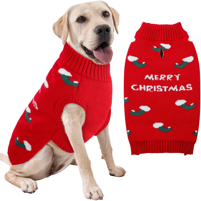 Теплий зимовий светр для собак CITETOILE, м'який та зручний в'язаний халат для собак, водолазка для домашніх тварин у холодну погоду, градієнт кольору для маленьких та середніх тварин, фіолетовий, S (X-Large, червоний)