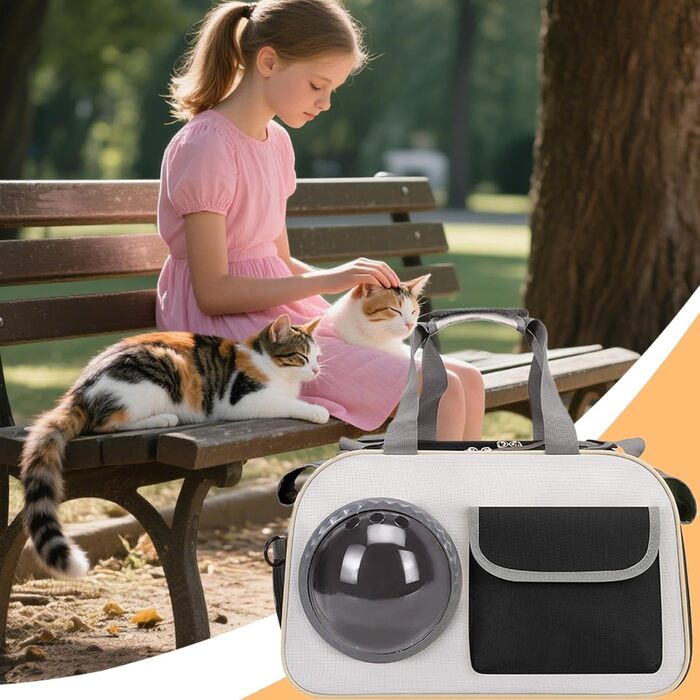 Транспортна сумка для кота Transportbox Katze - складана переноска для кота з вікном, дихаюча сумка-переноска для собак, котів, для подорожей літаком, кемпінгу, мотоцикла, авто (чорна)