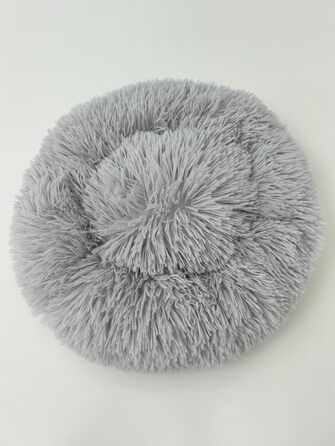 М'яке ліжко для собак та котів Donut, кругле, світло-сіре, Ø 40 см, з плюшу, миється, не слизьке