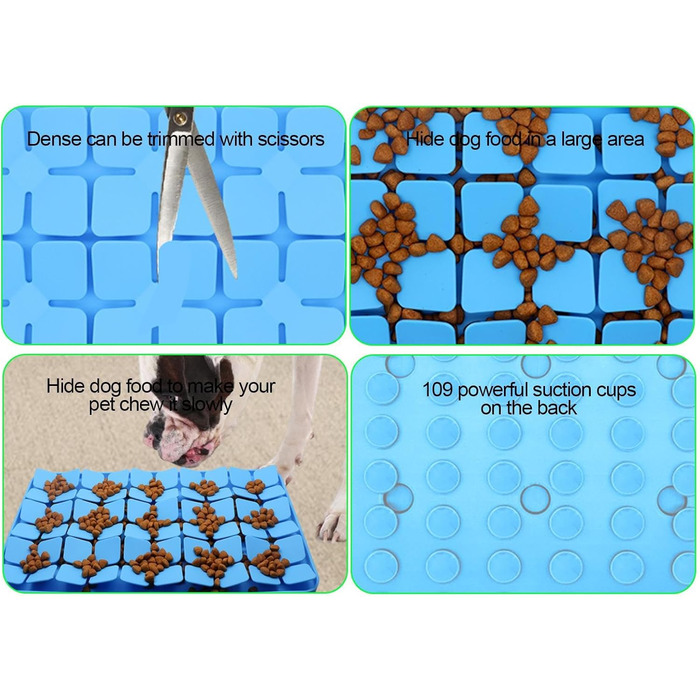 Килимок для котів та собак, силіконовий, антиковзкий, slow feeder для годування, блакитний
