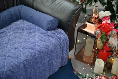 Крісло-ліжко для собак Raikou: зручне та практичне, 90x90 см, блакитний меланж. Захист дивану та багажника, антиковзаюче покриття, легко миється. Підходить для великих та маленьких собак.