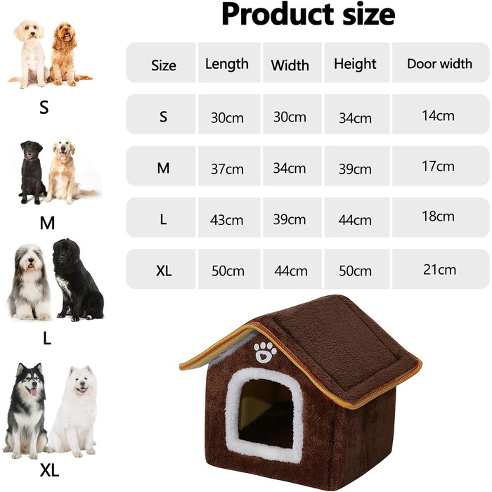 Будка для собак та котів Galatée, зручне лежання, з плюшу, коричнева (M)