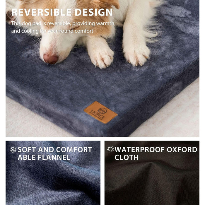 Килимок для собак з меморі-піни XL, водовідштовхувальний, знімний, пральний чохол, для великих собак, 106.7 x 27 x 2 см, морської колір