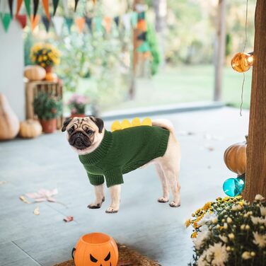 Пуловер NACOCO на Halloween з динозавром для собак – святковий пуловер для домашніх тварин, костюм дракона, одяг для цуценят, зручний, теплий, в'язаний, для котів та собак, теплий зимовий костюм