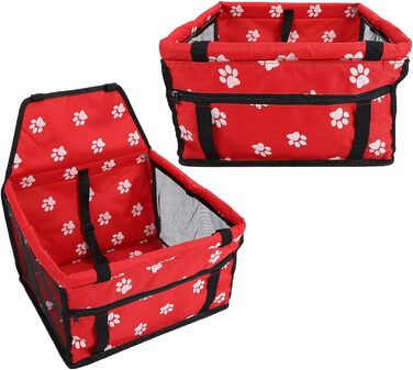 Переноска для тварин з принтом лапок ведмедя, складана переноска для собак з тканини, миється, з ременями безпеки та підтримуючою штангою - комфортна та безпечна для автомобіля та подорожей (сіра штанга з лапками)