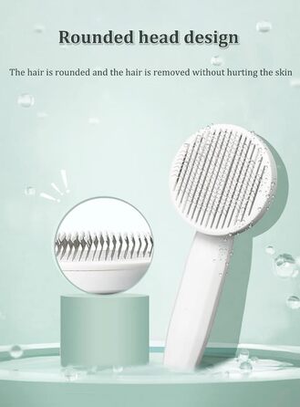 Щітка для тварин: для котів та собак з довгою та короткою шерстю, самоочисна, рожева