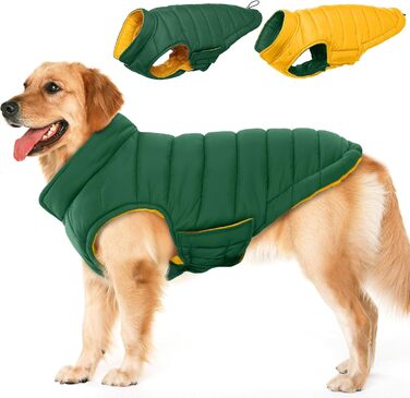 Зимовий теплий дощовик для собак великих порід Lelepet, XL (зелений)