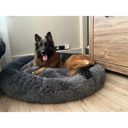 Плюшеве лежак-ліжко для собак, сірий, 120 см x 120 см