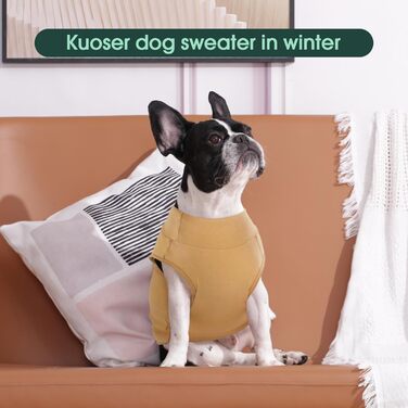 Теплий пуловер для собак Kuoser, розмір L, коричневий: м'який флісовий жилет для середніх собак