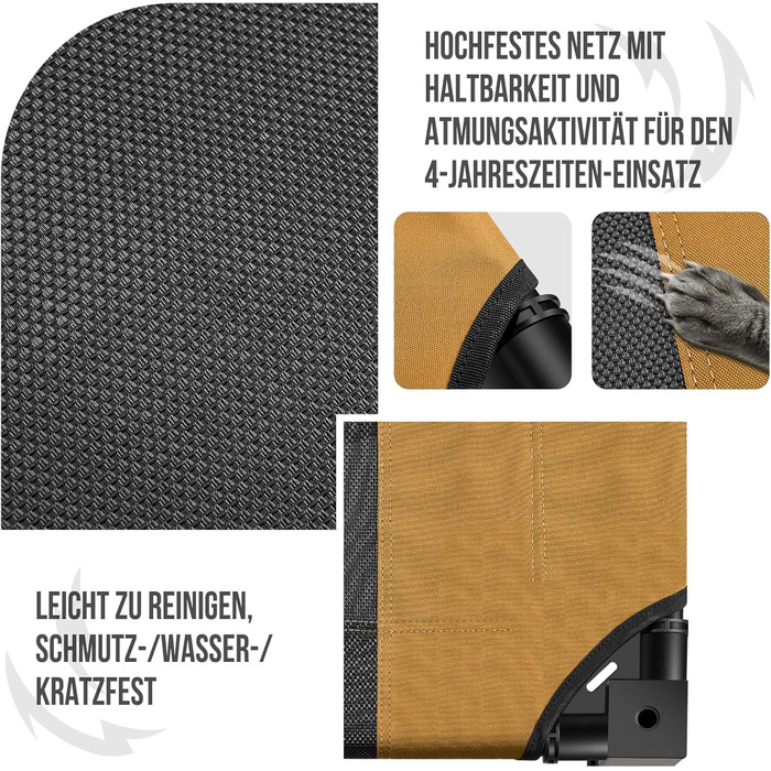 OneTigris лежанка для собак, піднята лежанка 130x91 см, висота 23 см, проста збірка, дихаюча, довговічна, легко миється, підходить для дому, двору, вулиці - коричнева L