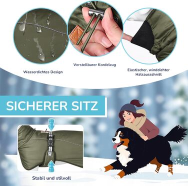 Зимовий теплий одяг для собак ALLSOPETS з відбиваючими елементами, розмір 3XL, армійний зелений