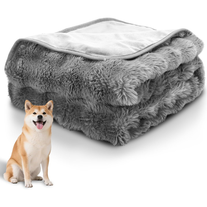 Водонепроникний коврик для собак Nobleza, теплий флісовий коврик для котів, 120 x 100 см, двосторонній, можна прати в машині, для диванів та ліжок, сірий колір