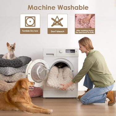 Килимок для собак великих порід, 104x68 см, XL, штучне хутро та льон, Бежевий