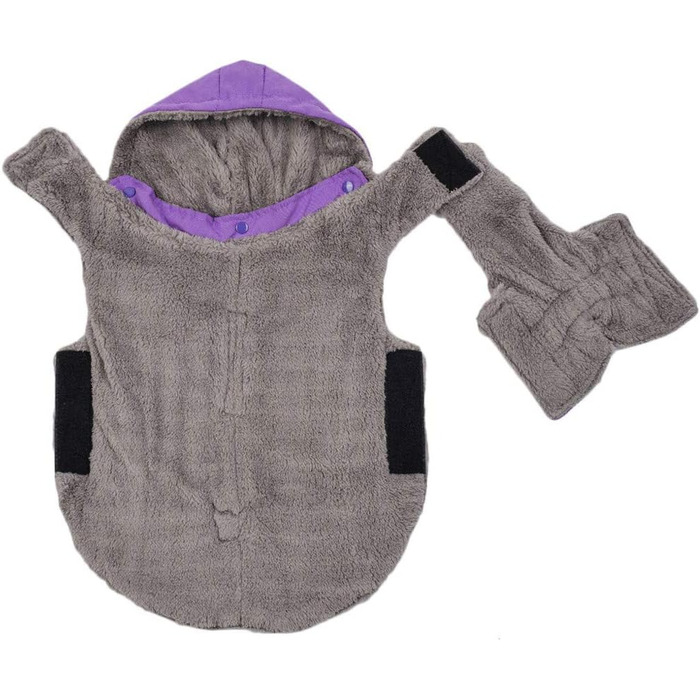 Зимова куртка для собак, теплий пуховик, костюм для собак, повсякденний одяг для тварин, тепла жилетка з капюшоном, L (53-60 см), фіолетовий